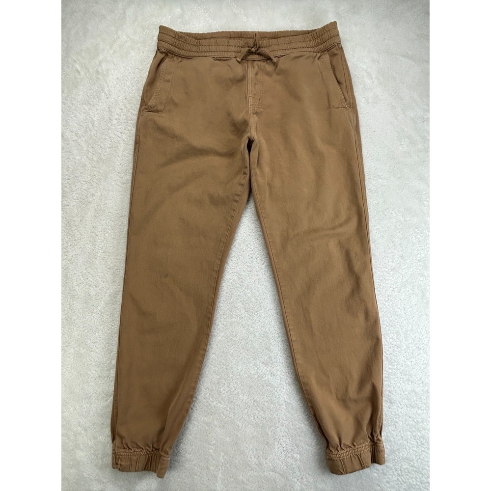 American Giant Jogger Pants Mens L Brown Drawstring Slash Pocket Tapered Leg